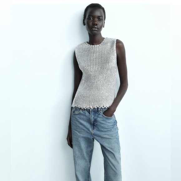 Zara Metallic knit west - Picture 1 of 6